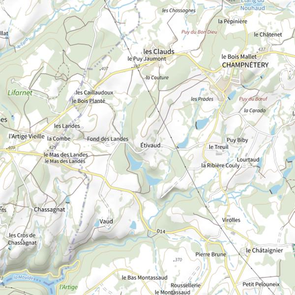 Plan cartographique de Plan d'eau d'Artige