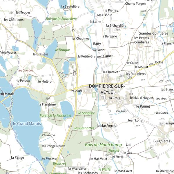 Plan cartographique de Plan d'eau de Albine (Dompierre-sur-Veyle)