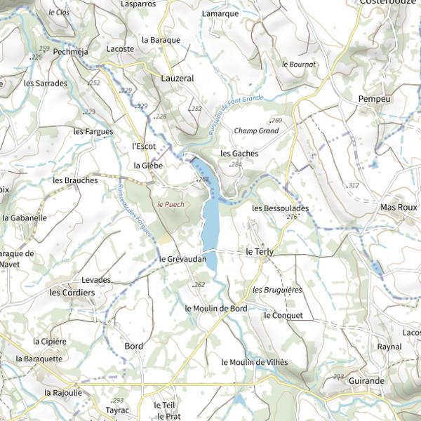 Plan cartographique de Plan d'Eau de Bagnac