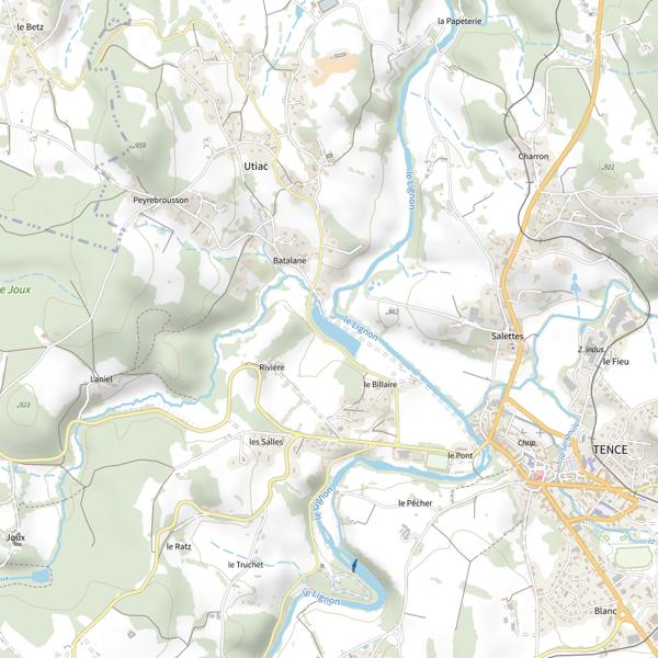 Plan cartographique de Plan d'eau de Bathelane à Tence