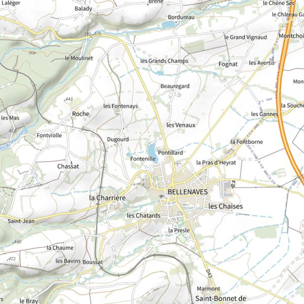 Plan cartographique de Plan d'Eau de Bellenaves