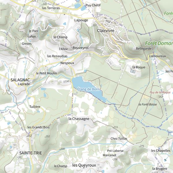 Plan cartographique de Plan d'eau de Born (Clairvivre)