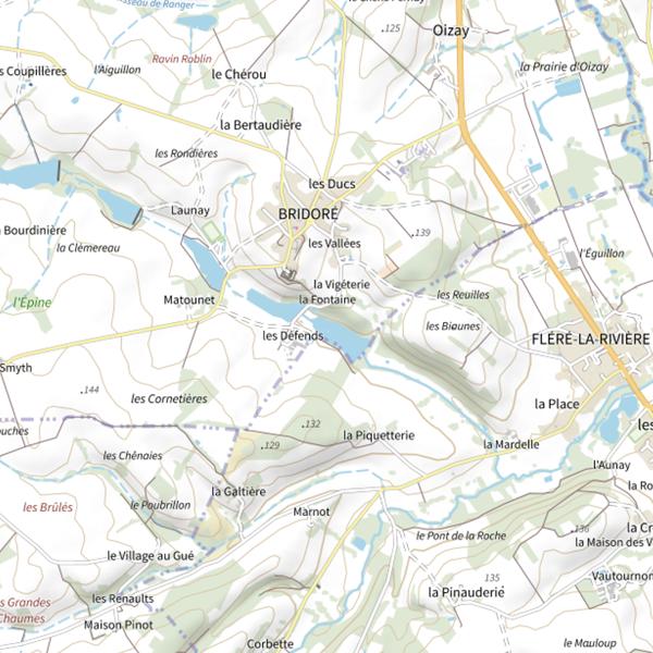 Plan cartographique de Plan d'Eau de Bridoré