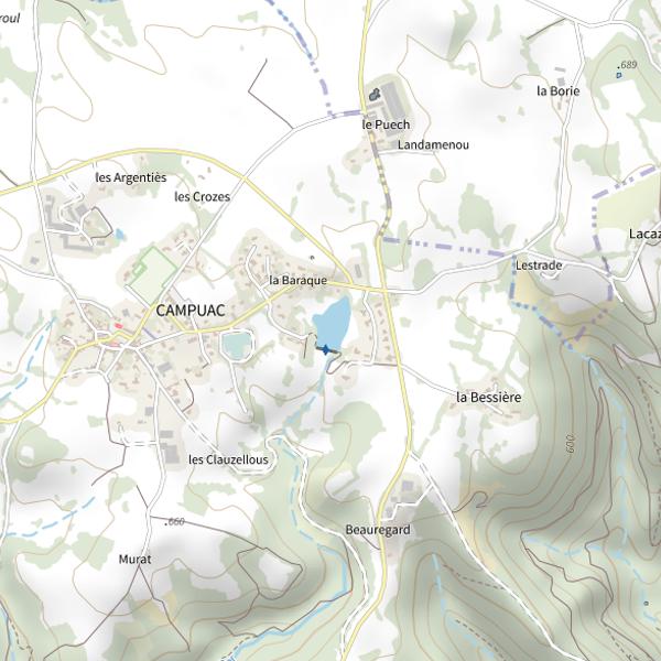 Plan cartographique de Plan d'eau de Campuac (lâchers de truites)