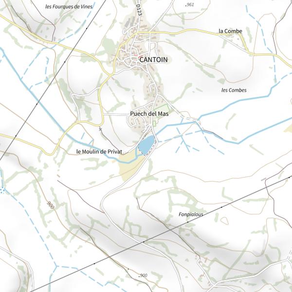 Plan cartographique de Plan d'eau de Cantoin (lâchers de truites)