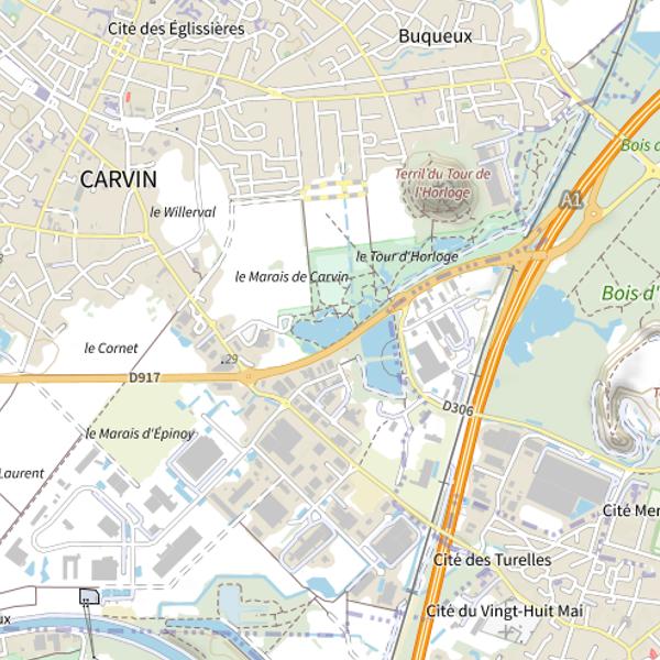 Plan cartographique de Plan d'Eau de Carvin