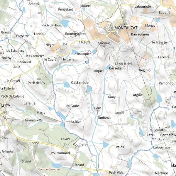 Plan cartographique de Plan d'eau de Castanede