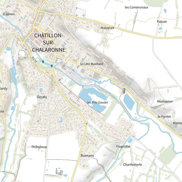 Plan cartographique de Plan d'Eau de Châtillon-sur-Chalaronne