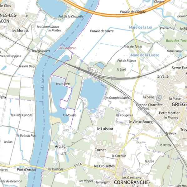 Plan cartographique de Plan d'Eau de Cormoranche