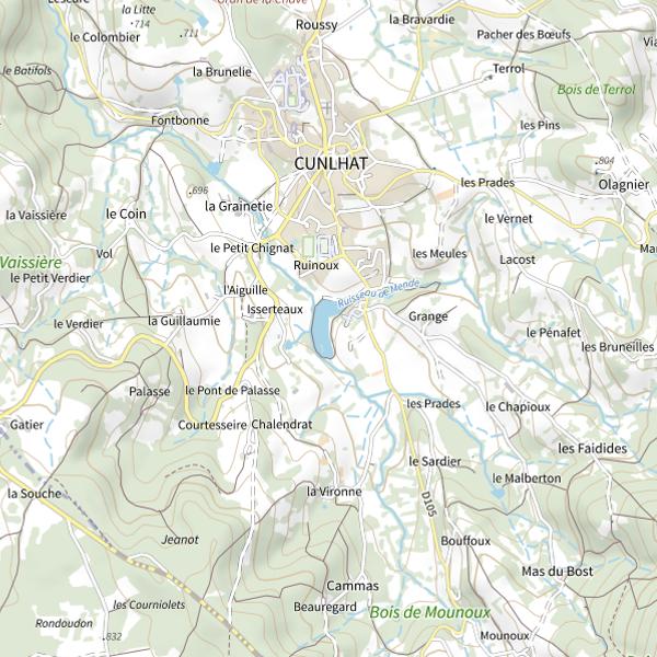 Plan cartographique de Plan d'eau de Cunlhat