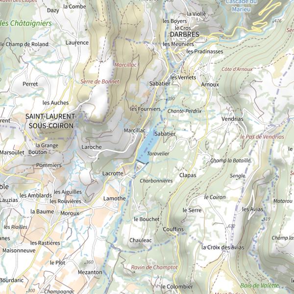 Plan cartographique de Plan d'Eau de Darbres
