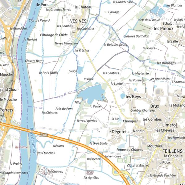 Plan cartographique de Plan d'Eau de Feillens