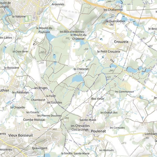 Plan cartographique de Plan d'Eau de Feytiat