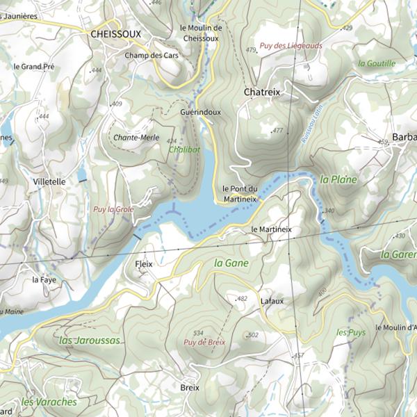 Plan cartographique de Plan d'Eau de Fleix