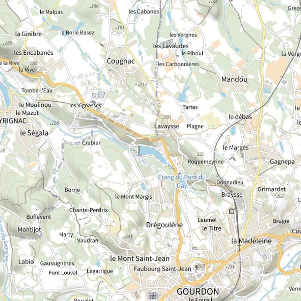 Plan cartographique de Plan d'Eau de Gourdon