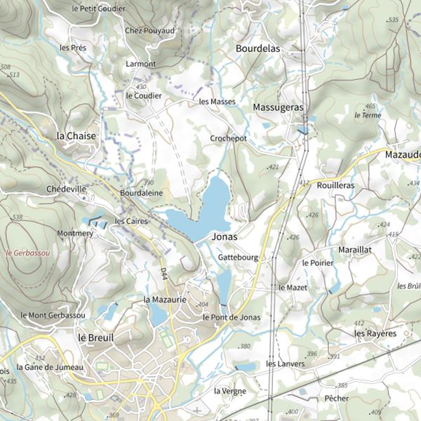 Plan cartographique de Plan d'Eau de Jonas