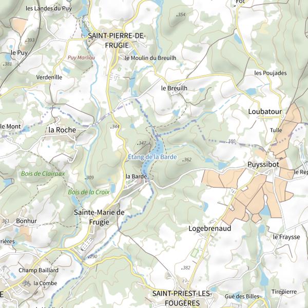 Plan cartographique de Plan d'eau de La Barde