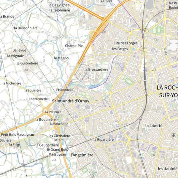 Plan cartographique de Plan d'eau de la Brossardière à la Roche-sur-Yon : 1,1 ha