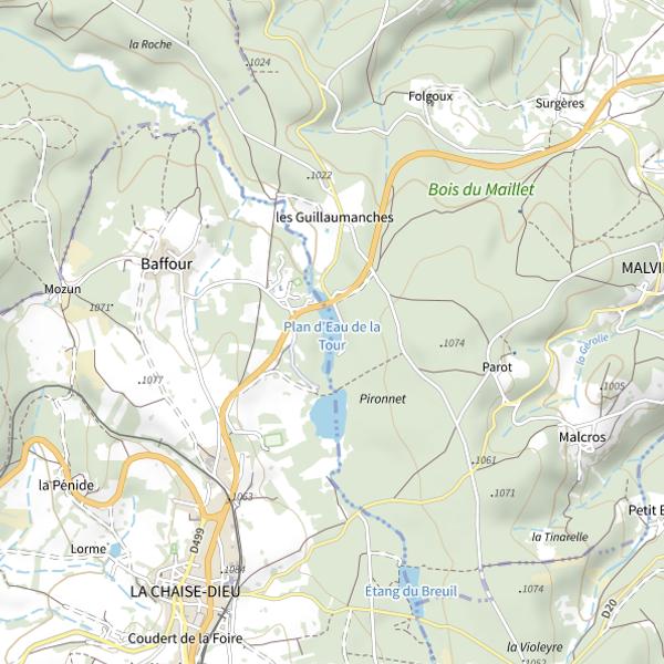 Plan cartographique de Plan d'Eau de la Chaise Dieu