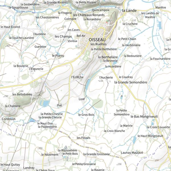 Plan cartographique de Plan d'eau de La Chesnaie (Oisseau)