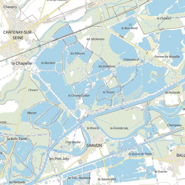 Plan cartographique de Plan d'Eau de la Commune de Chatenay-sur-Seine