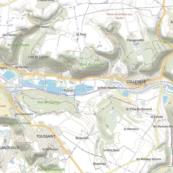 Plan cartographique de Plan d'Eau de la Commune de Colleville (Seine-Maritime)