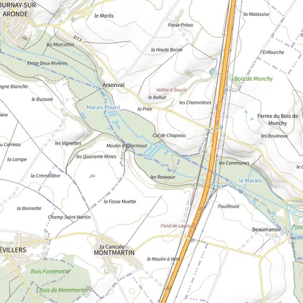 Plan cartographique de Plan d'Eau de la Commune de Gournay-sur-Aronde