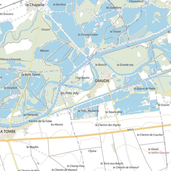 Plan cartographique de Plan d'Eau de la Commune de Gravon