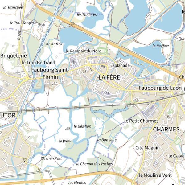 Plan cartographique de Plan d'Eau de la Commune de la Fère