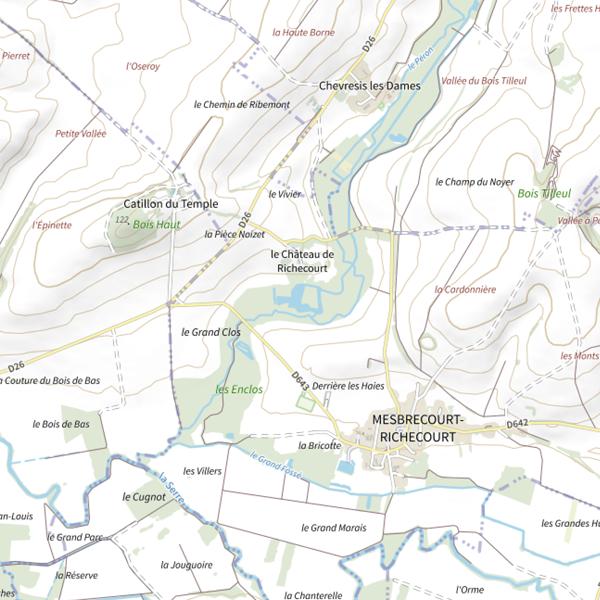 Plan cartographique de Plan d'Eau de la Commune de Mesbrecourt-Richecourt