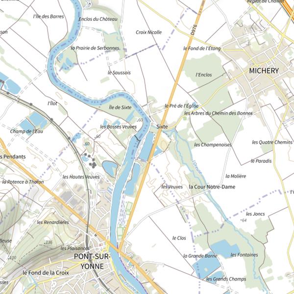 Plan cartographique de Plan d'Eau de la Commune de Michery