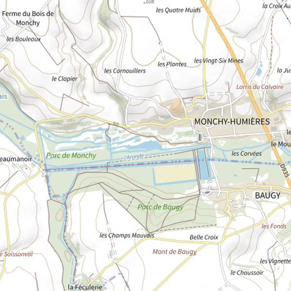 Plan cartographique de Plan d'Eau de la Commune de Monchy-Humieres