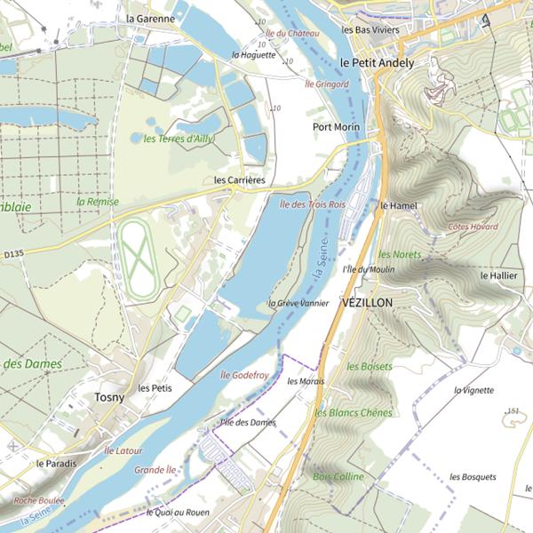 Plan cartographique de Plan d'Eau de la Commune de Tosny