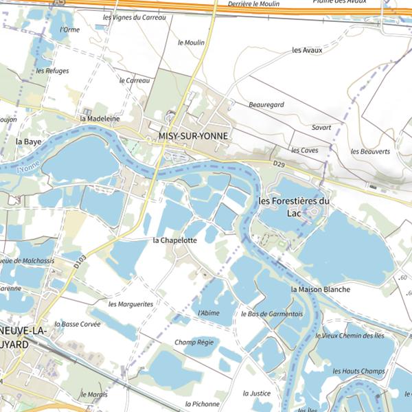 Plan cartographique de Plan d'Eau de la Commune de Villeneuve-la-Guyard