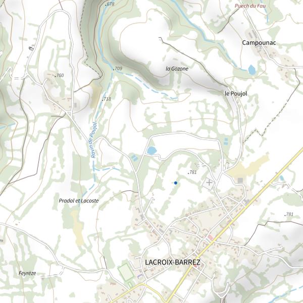 Plan cartographique de Plan d'eau de la Fage à Lacroix-Barrez