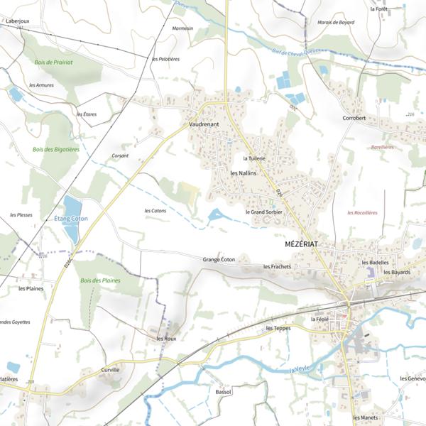 Plan cartographique de Plan d'Eau de la Grange Cotton