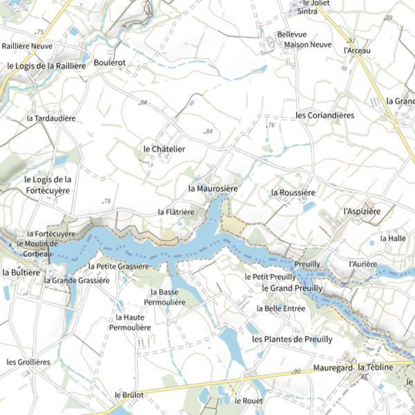 Plan cartographique de Plan d'eau de la Maurosière à la Boissière de Montaigu : 2 ha