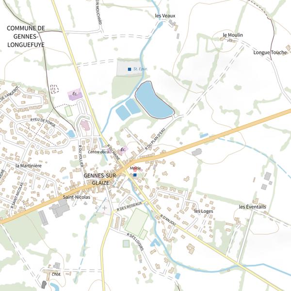 Plan cartographique de Plan d'eau de La Petite Roche (Gennes-Longuefuye)