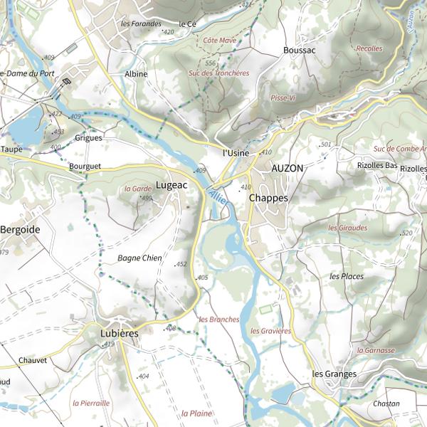 Plan cartographique de Plan d'eau de la Plage à Auzon