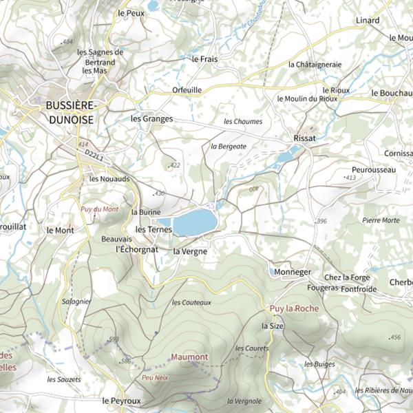 Plan cartographique de Plan d'eau de la Vergne
