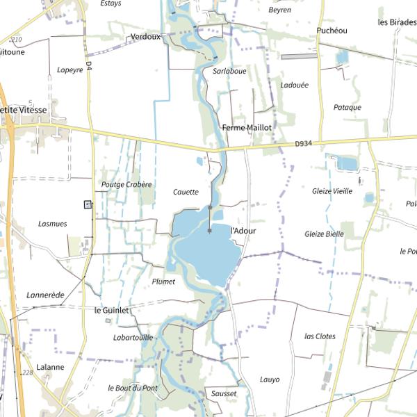 Plan cartographique de Plan d'eau de l'Adour