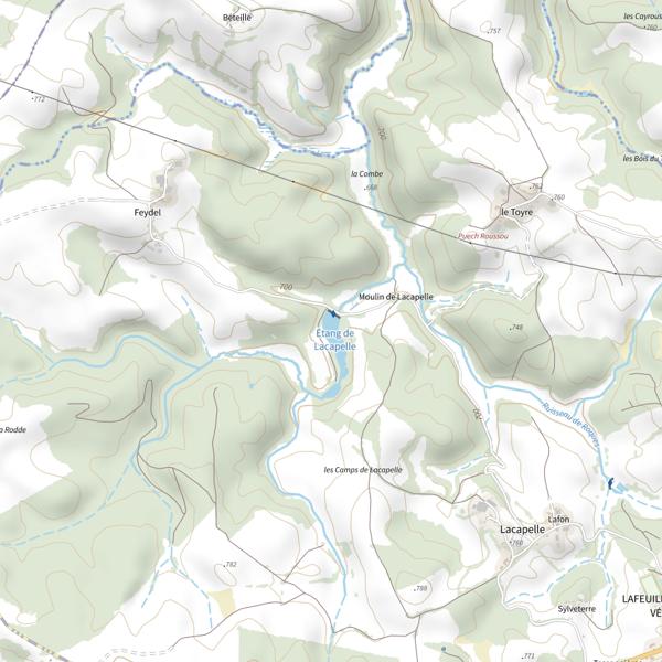 Plan cartographique de Plan d'eau de Lafeuillade en Vézie
