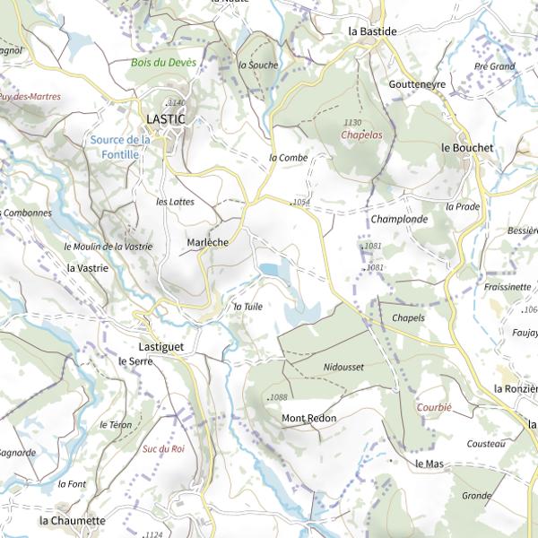 Plan cartographique de Plan d'eau de Lastic