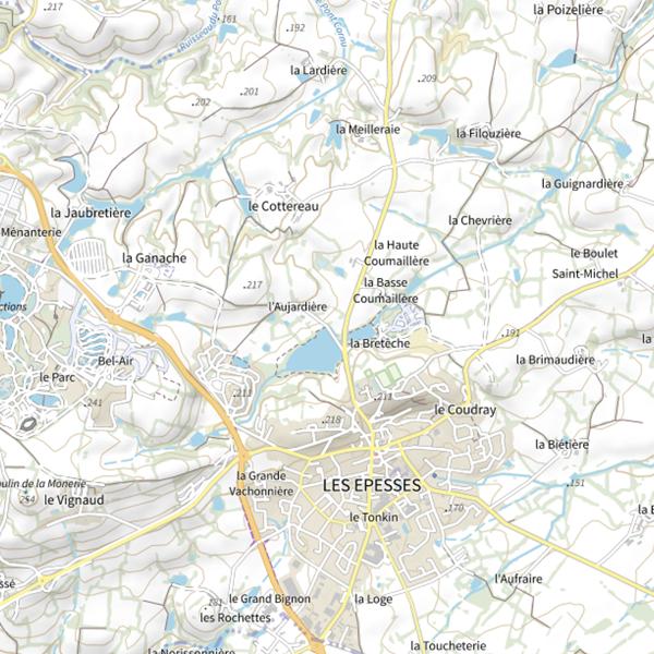 Plan cartographique de Plan d'eau de L'Aujardière, Les Epesses