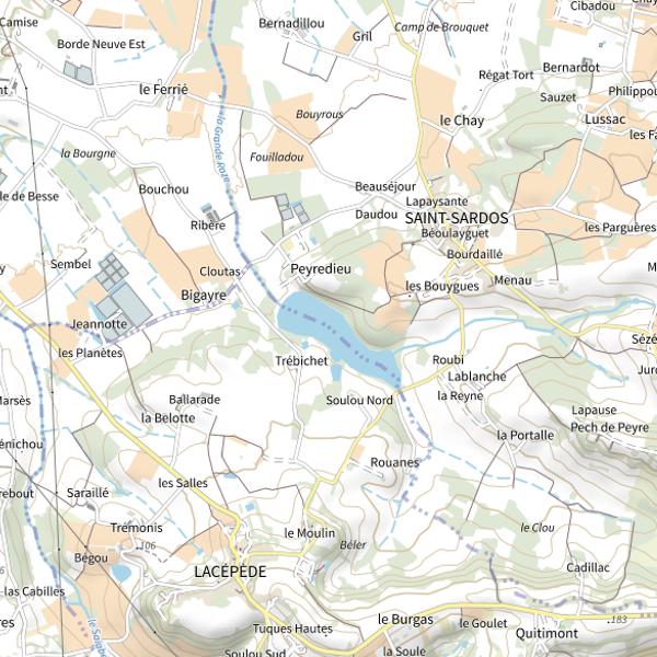 Plan cartographique de Plan d'Eau de le Burgas (Lacépède)
