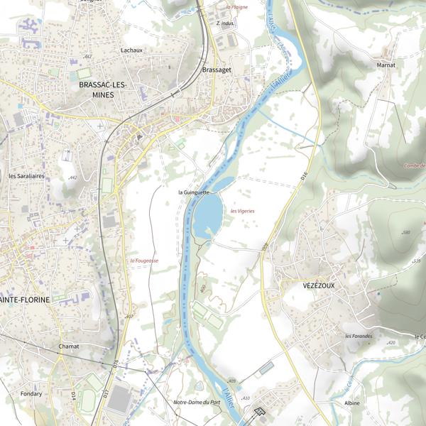 Plan cartographique de Plan d'eau de l'îles à Vezezoux