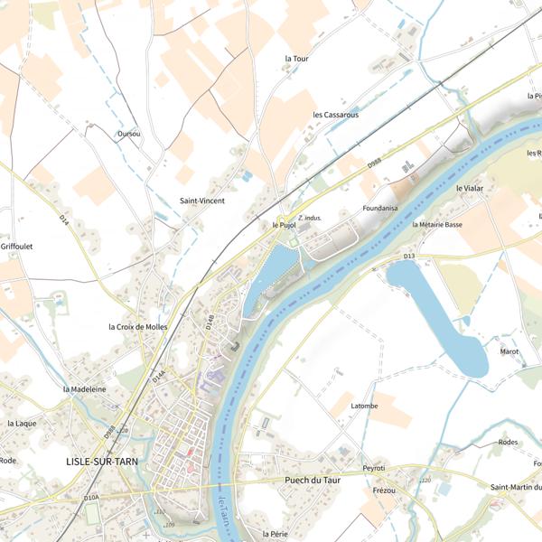 Plan cartographique de Plan d'Eau de Lisle sur Tarn