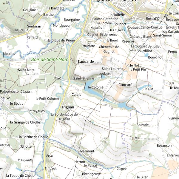 Plan cartographique de Plan d'Eau de Lislebonne-Mezin