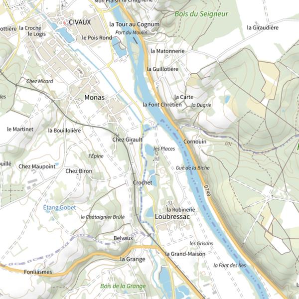 Plan cartographique de Plan d'Eau de Loubressac (Mazerolles)