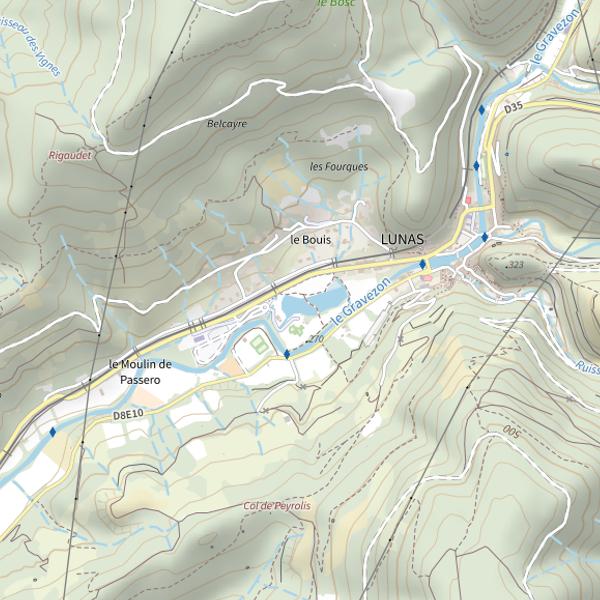 Plan cartographique de Plan d'eau de lunas